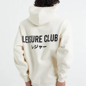 LEISURE CLUB PRINT ORGANIC OVERSIZED HOODIE IN WHITE