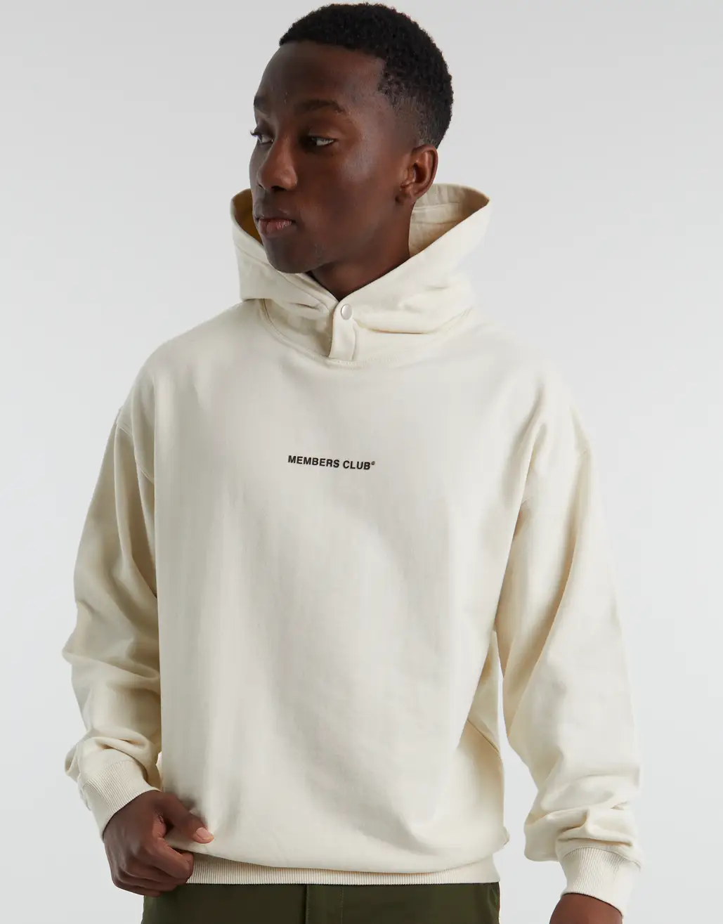 MEMBERS CLUB OVERSIZED HOODIE IN OFF WHITE